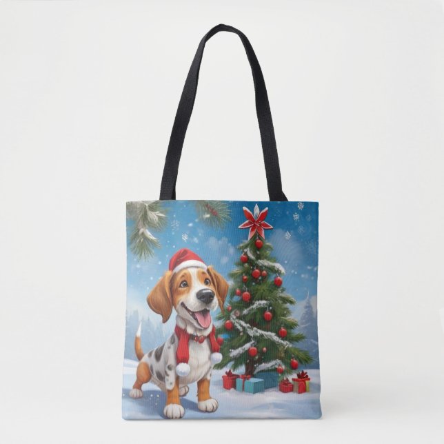 Bolsa Tote Cachorro de Beagle Natal (Frente)