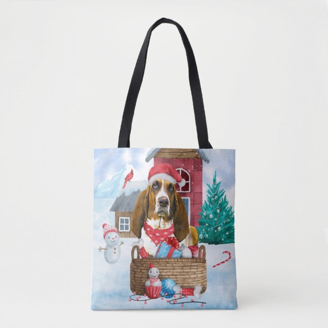 Bolsa Tote Cachorro De Cachorro Na Casa Do Cachorro De Neve (Frente)