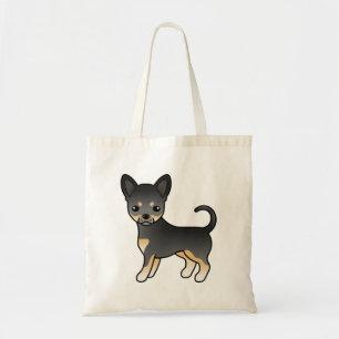 Bolsa Tote Cachorro de Cartoon Casaco Chihuahua Negro E Tan S