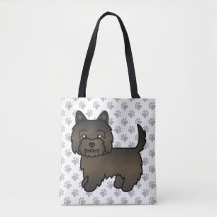Bolsa Tote Cachorro de Cartoon Cute do Cairn Terrier Negro