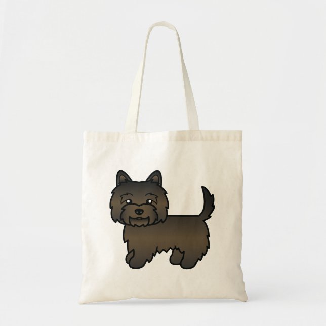 Bolsa Tote Cachorro de Cartoon Cute do Cairn Terrier Negro (Frente)