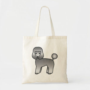 Bolsa Tote Cachorro de Cartoon de Poodle com cinza