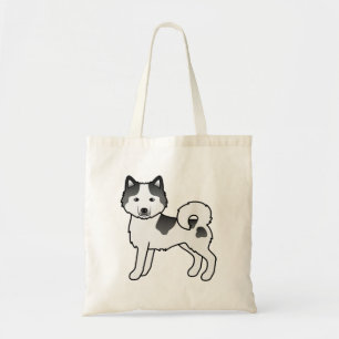 Bolsa Tote Cachorro de Cartoon Malamute Preto Piebald Alaskan