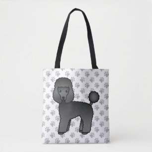 Bolsa Tote Cachorro de Cartoon Negro de Poodle