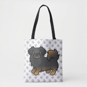 Bolsa Tote Cachorro de Cartoon Negro E Tibetano