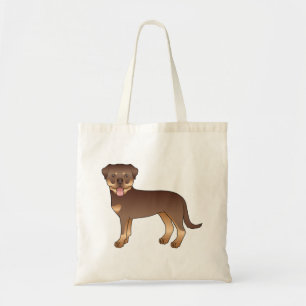 Bolsa Tote Cachorro De Cartoons Vermelho E Tan Rottweiler