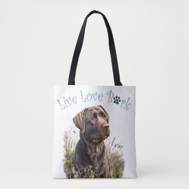 Bolsa Tote Cachorro de Chocolate Mãe Floral (Frente)