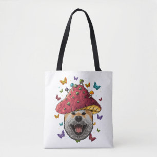 Bolsa Tote Cachorro De Cogumelo Aestético Shiba Inu