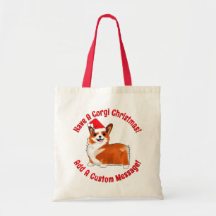 Bolsa Tote Cachorro De Corgi De Natal Com Papai Noel