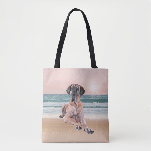 Bolsa Tote Cachorro de Dane Cachorro Bastante Personalizado S (Frente)