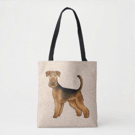 Bolsa Tote Cachorro de desenho animado Airedale Terrier em pé