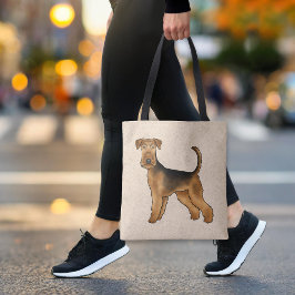 Bolsa Tote Cachorro de desenho animado Airedale Terrier em pé
