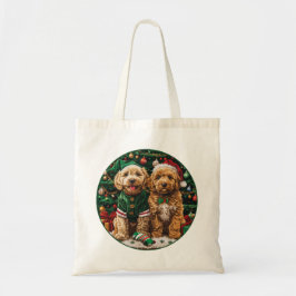 Bolsa Tote Cachorro de Goldendoodle de Natal