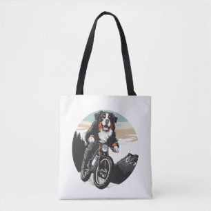 Bolsa Tote Cachorro De Montanha Bernese Andando De Bicicleta