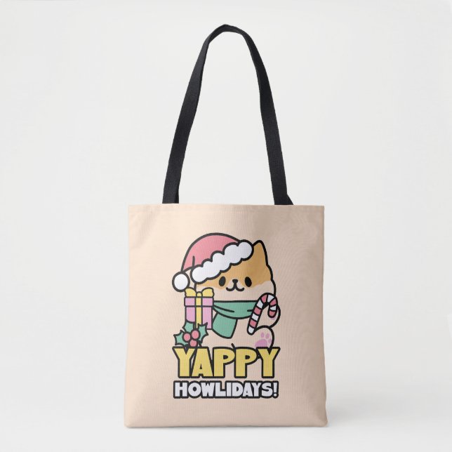 Bolsa Tote Cachorro de Natal Bonito - Erradias de Yappy (Frente)