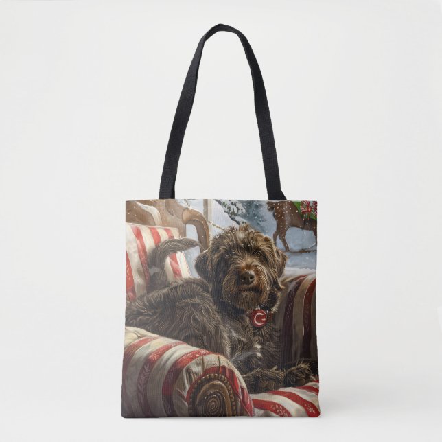 Bolsa Tote Cachorro de Natal Festivo (Frente)