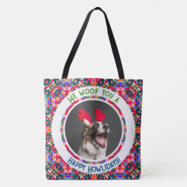 Bolsa Tote Cachorro de Natal Personalizado Mãe de Mãe Colorid