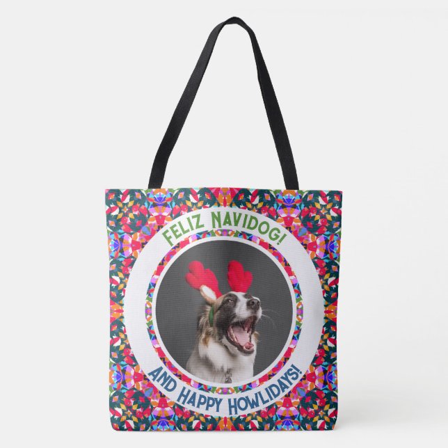 Bolsa Tote Cachorro de Natal Personalizado Pai de Mãe de Mãe  (Frente)