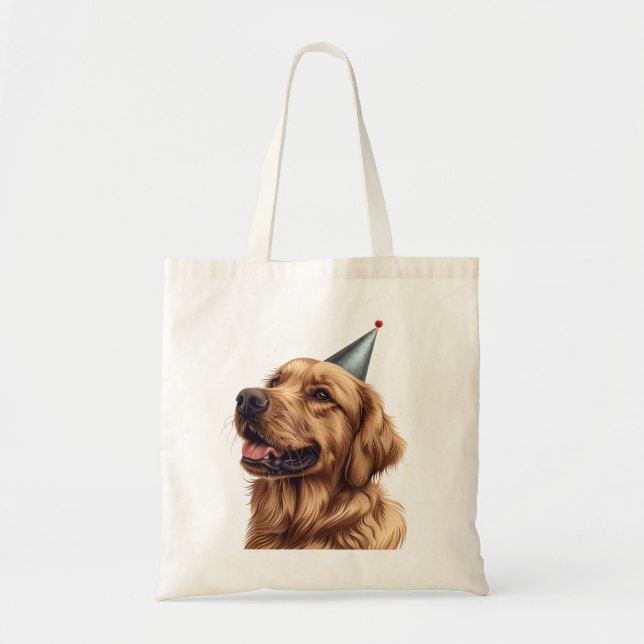 Bolsa Tote Cachorro de Ouro de Aniversário (Frente)