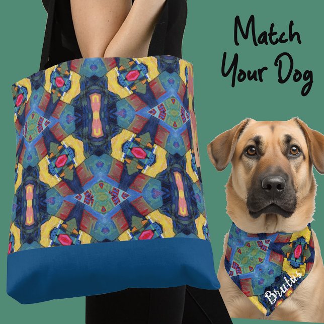 Bolsa Tote Cachorro de presentes amarelo azul personalizado e (Criador carregado)