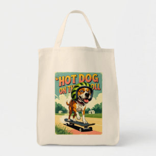 Bolsa Tote Cachorro de skate verão engraçado retrô praia