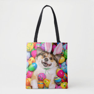 Bolsa Tote Cachorro deitado em ovos de Páscoa