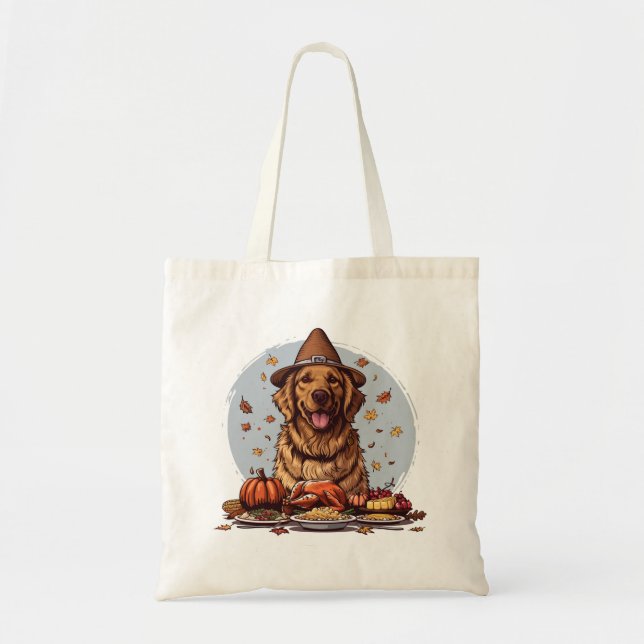 Bolsa Tote Cachorro do Ouro de Ação de Graças (Frente)