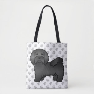 Bolsa Tote Cachorro e patas de cartoon em branco em Havanês N