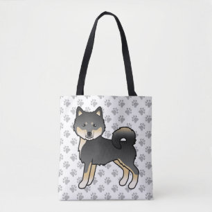 Bolsa Tote Cachorro e patas, de raça negra e castanha, malamu