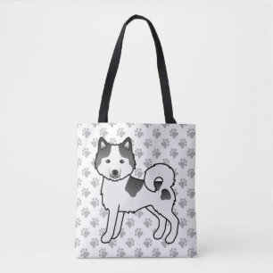 Bolsa Tote Cachorro e patas, de raça negra, malamute, no Alas