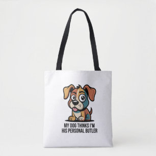 Bolsa Tote Cachorro Engraçado Butler Citação de Desenho Anima