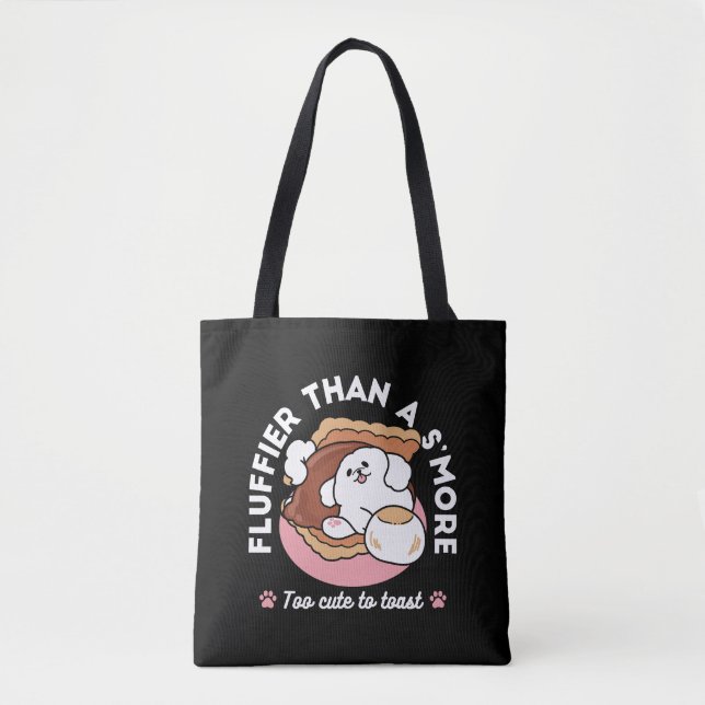 Bolsa Tote Cachorro Engraçado e Design de S'more – Pun para A (Frente)