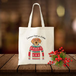 Bolsa Tote Cachorro Engraçado Vestindo Óculos, Suéter de Nata<br><div class="desc">Festa de Natal engraçada, de Natal, com um cão vestindo óculos vermelhos e um doce nórdico de Natal "Feio". Na verdade, achamos que ele é preferencialmente fofo! Adicione o texto personalizado acima ou exclua. Faz um Natal perfeito ou presente de aniversário de inverno para amantes de cachorros. Excelente também para...</div>
