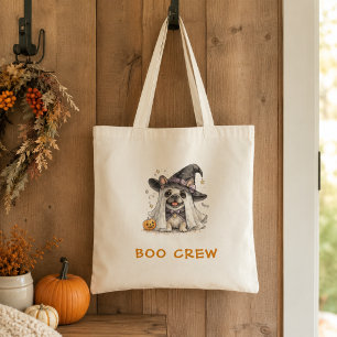 Bolsa Tote Cachorro francês Bulldog Halloween Bruxa Boo Crew