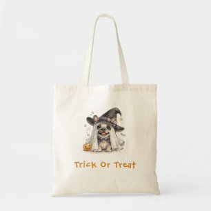 Bolsa Tote Cachorro francês bulldog Halloween Bruxa Tratament