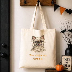 Bolsa Tote Cachorro francês Bulldog Halloween Múmia Espanto
