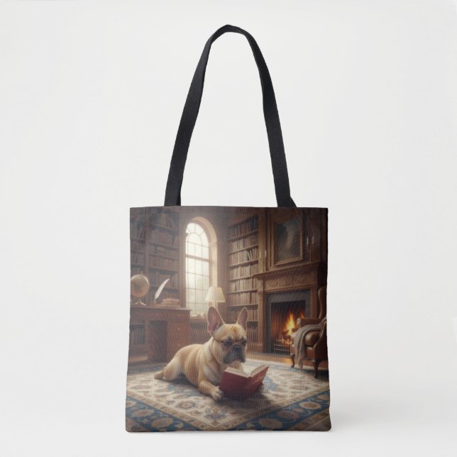Bolsa Tote Cachorro francês fofo (Frente)