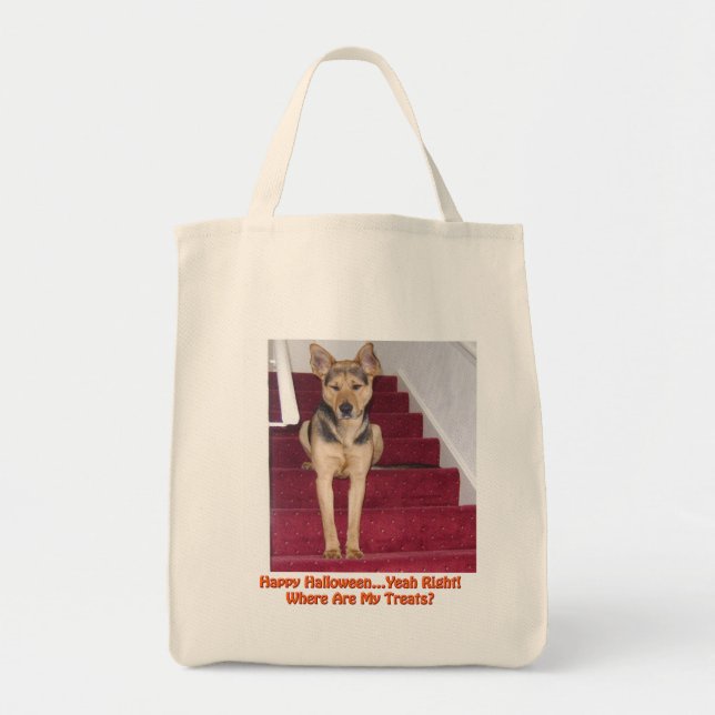Bolsa Tote Cachorro German shepherd De Halloween Onde Estão M (Frente)