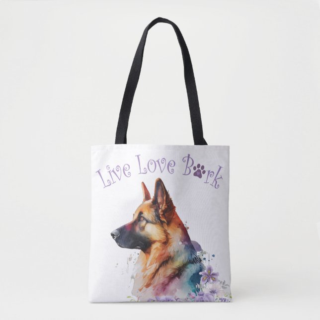 Bolsa Tote Cachorro german shepherd Mãe Floral (Frente)