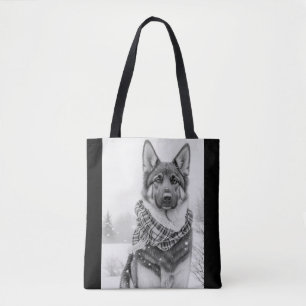 Bolsa Tote Cachorro german shepherd na neve
