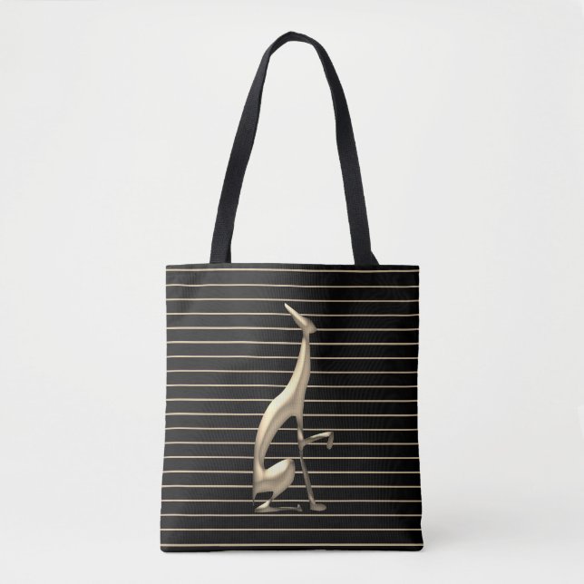 Bolsa Tote Cachorro Gótico Moderno Dourado e Negro (Frente)
