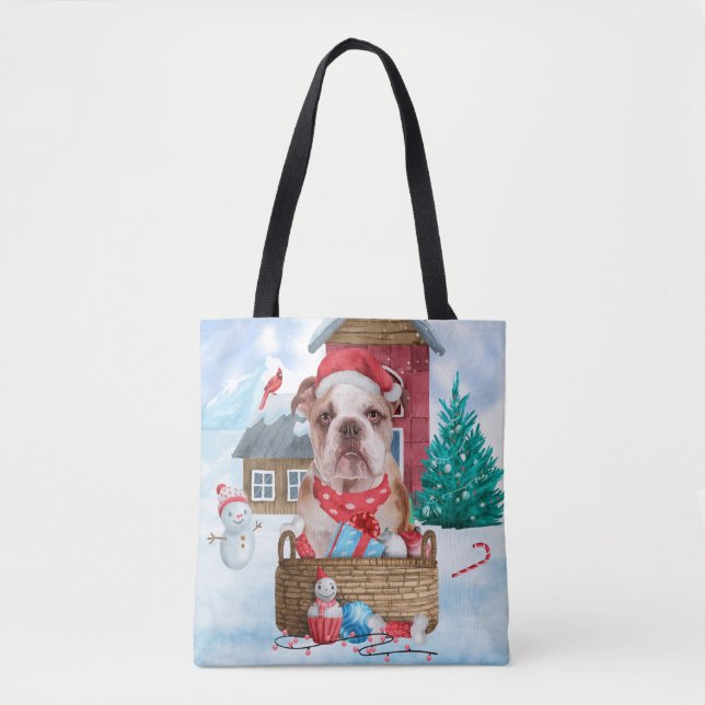 Bolsa Tote Cachorro Inglês na Casa dos Cachorros de Natal na  (Frente)