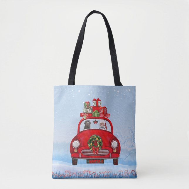 Bolsa Tote Cachorro Labrador em Carro com Papai Noel  (Frente)