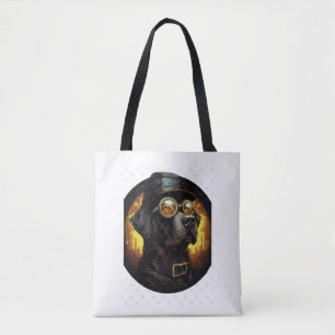 Bolsa Tote Cachorro Labrador Steampunk Estilo Aviador de Cart