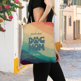 Bolsa Tote Cachorro Mãe Retro Groovy Rainbow All-Over-Impress