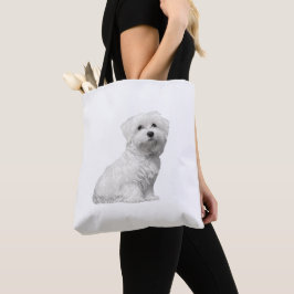 Bolsa Tote Cachorro Maltês Cachorro Sentado