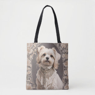 Bolsa Tote Cachorro Maltês Elegante William Morris Inspirou
