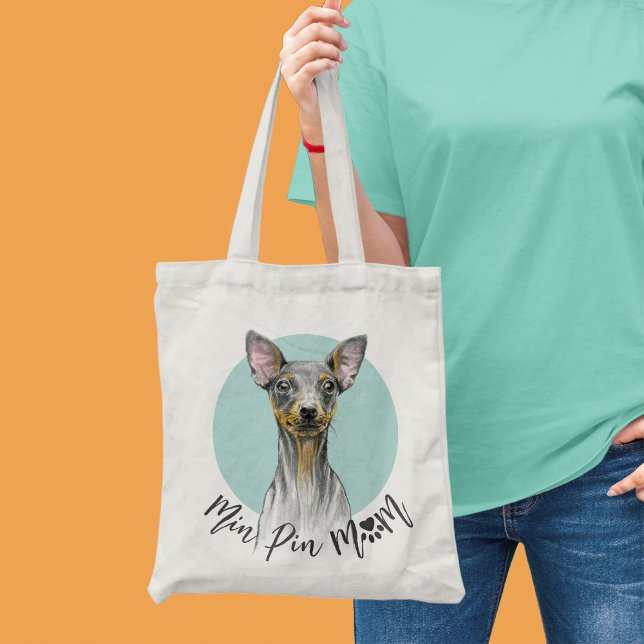 Bolsa Tote Cachorro Min Pin Mãe Miniatura Pinscher Puppy (Criador carregado)