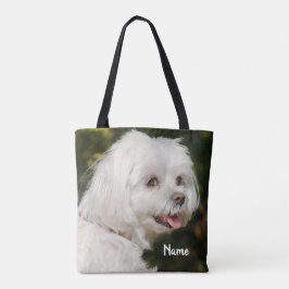 Bolsa Tote Cachorro Mole Branco Personalizado Maltês