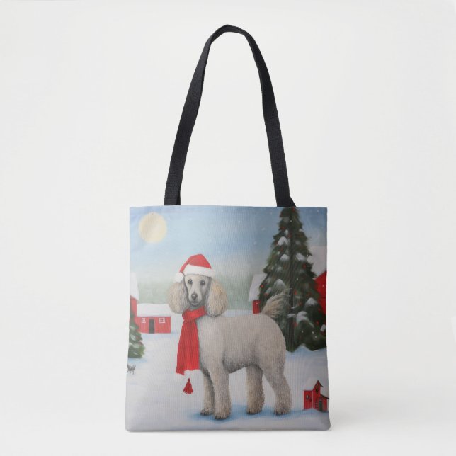 Bolsa Tote Cachorro na Neve no Natal (Frente)